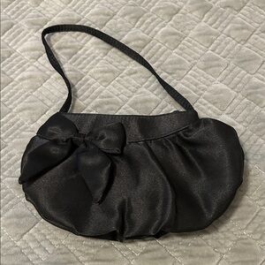 Elegant Black Satin Clutch with Bow